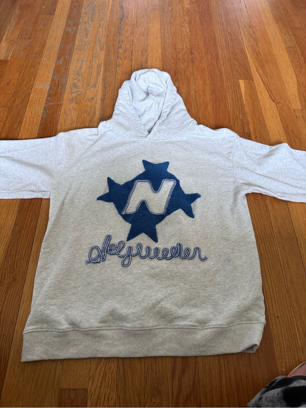 Women’s Light Gray Hoodie with Navy Star Emblem
